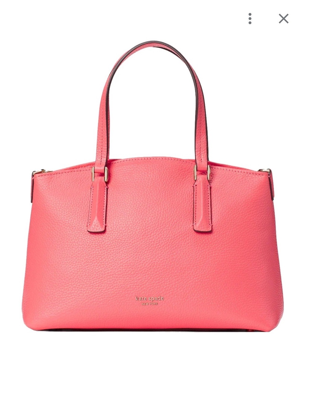 Kate Spade Abbott Small Satchel Vibrant Coral pebbled leather